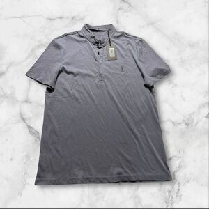 All Saints Shirt Men’s Large Detroit Blue Grail Polo Short Sleeve Preppy NEW